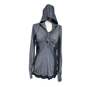 Lululemon Hooded Long Sleeve Pullover Drawstring Chest Graphite Size 8